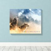 Yellowstone Park Wolven Canvas Art Afdruk (Insitu (Houten vloer))