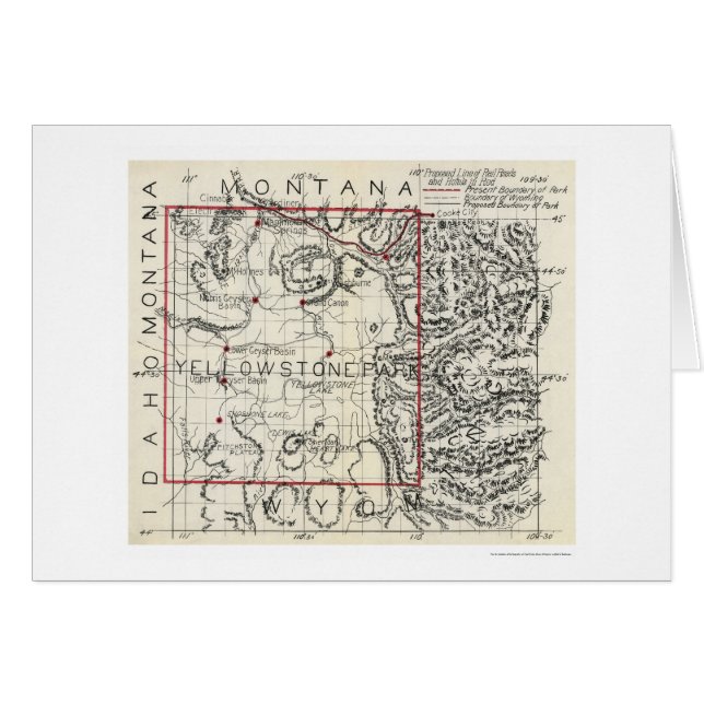 Yellowstone Railroad & Hotel Map 1900 (Voorkant Horizontaal)