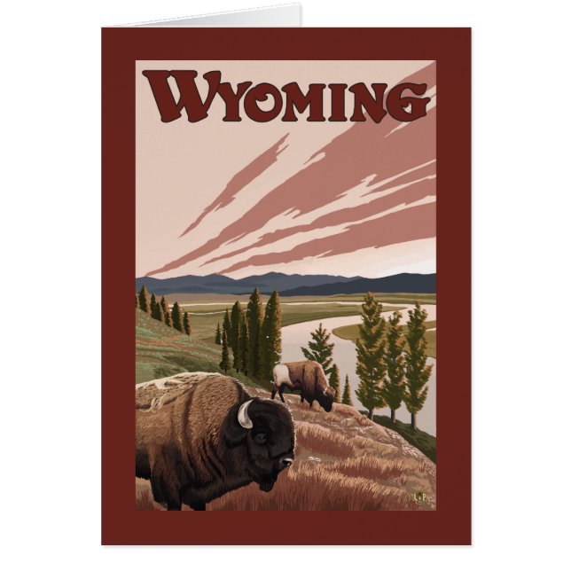 Yellowstone River Bison Vintage Travel Poster (Voorkant)