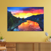Yellowstone River Reflection Sunset Canvas Afdruk (Insitu (Woonkamer))