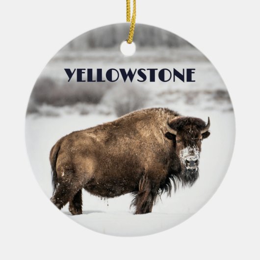 Yellowstone Snowy Buffalo Souvenir Ornament (Voorkant)