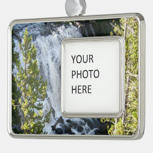 Yellowstone Waterfall Verzilverd Kader Ornament (Links)