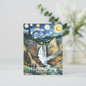 Yellowstone Waterval Van Gogh Sterrennacht Custom Briefkaart (Staand voorkant)