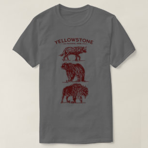 Yellowstone-wildlife vintage schets t-shirt
