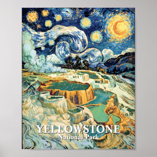 Yellowstone Winter Mammoth Hot Springs Van Gogh Poster (Voorkant)