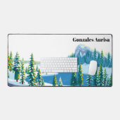 Yellowstone Winter Snow Landscape Gaming Bureaumat (Keyboard & Muis)