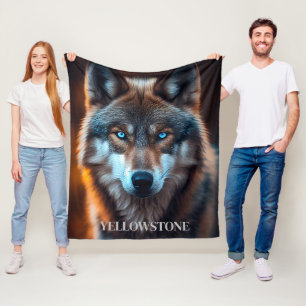 Yellowstone Wolf Fleece Deken