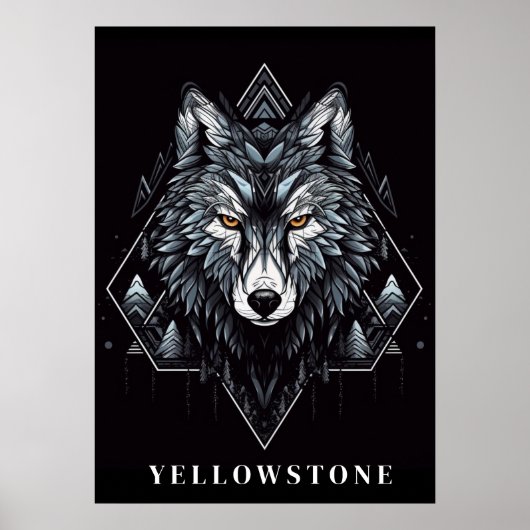 Yellowstone Wolf Poster Kunst (Voorkant)