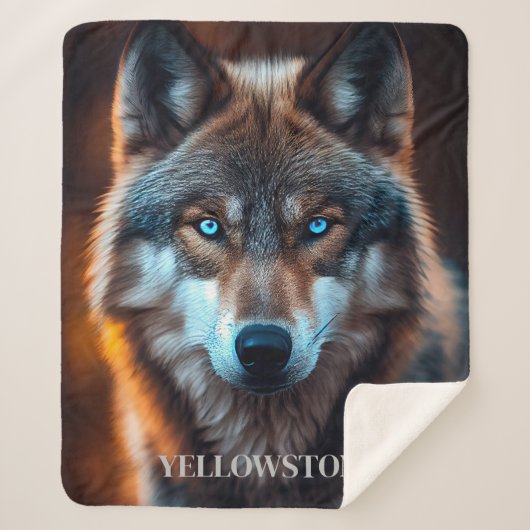 Yellowstone Wolf Sherpa Blanket Throw (Voorkant)