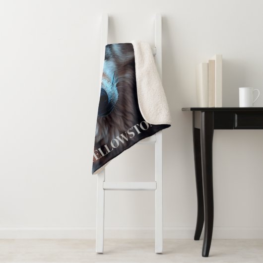 Yellowstone Wolf Sherpa Blanket Throw (In situ)