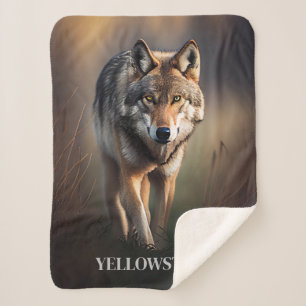 Yellowstone Wolf Sherpa Blanket Throw