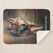 Yellowstone Wolf Sherpa Blanket Throw (Voorkant (horizontaal))