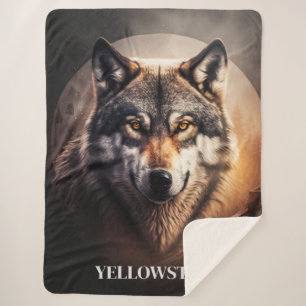 Yellowstone Wolf Sherpa Blanket Throw