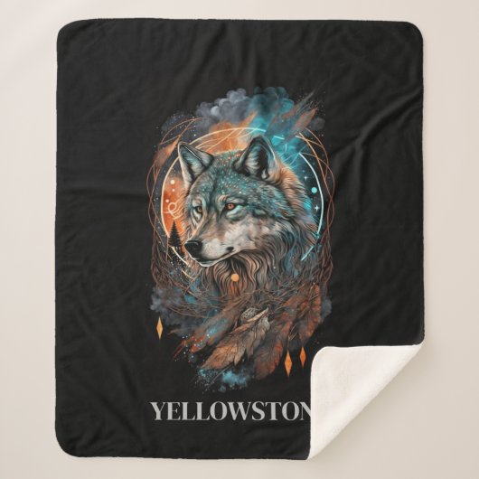 Yellowstone Wolf Sherpa Blanket Throw (Voorkant)