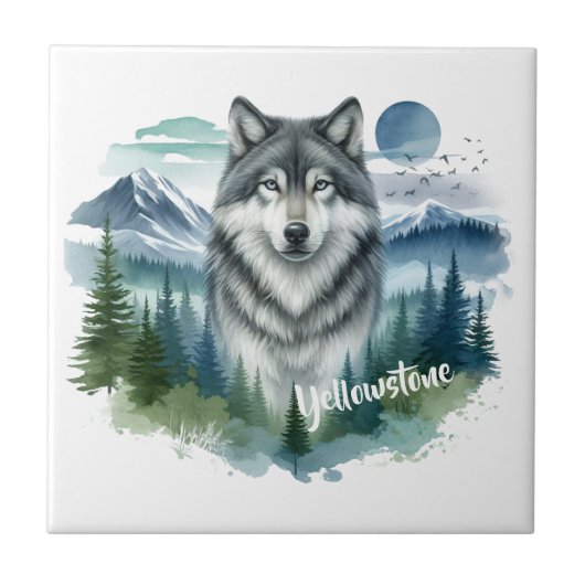 Yellowstone Wolf Tegeltje (Voorkant)