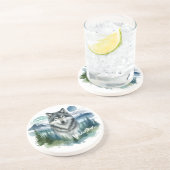 Yellowstone Wolf Zandsteen Onderzetter (Zijkant)