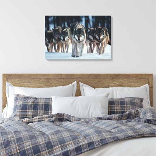 Yellowstone Wolves Canvas Kunst (Insitu (Slaapkamer))