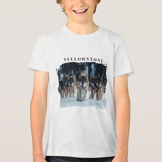 Yellowstone Wolves Kinder Tri-Blend Shirt (Voorkant)