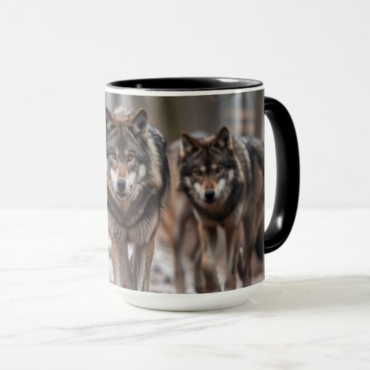 Yellowstone Wolves Koffie Mok Two-Tone (Voorkant rechts)