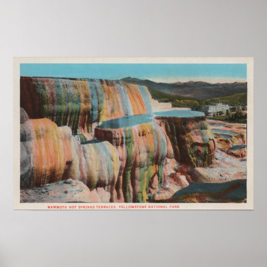 Yellowstone, WYView of Mammoth Hot Springs Poster (Voorkant)
