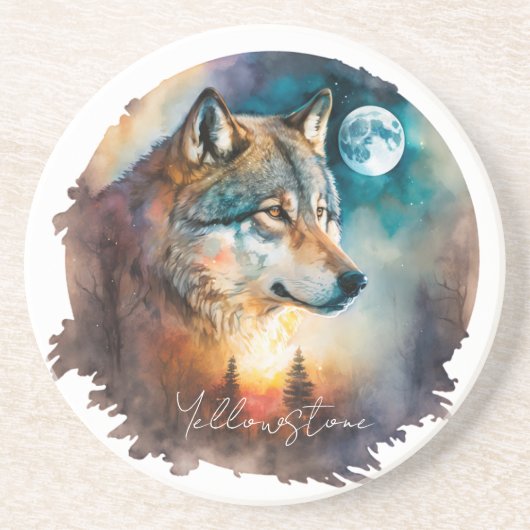Yellowstone Zandsteen Coaster Wolf Onderzetter (Voorkant)