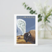 YellowstoneBison met ouderwets getrouw Briefkaart (Staand voorkant)