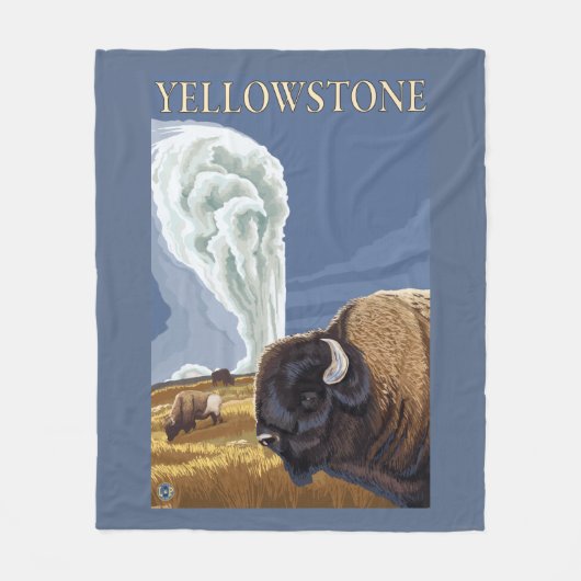 YellowstoneBison met ouderwets getrouw Fleece Deken (Voorkant)