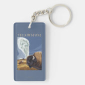 YellowstoneBison met ouderwets getrouw Sleutelhanger (achterkant)