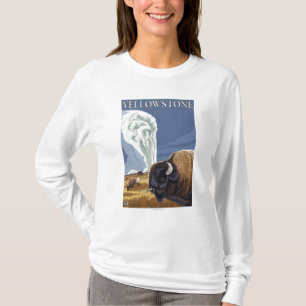 YellowstoneBison met ouderwets getrouw T-shirt