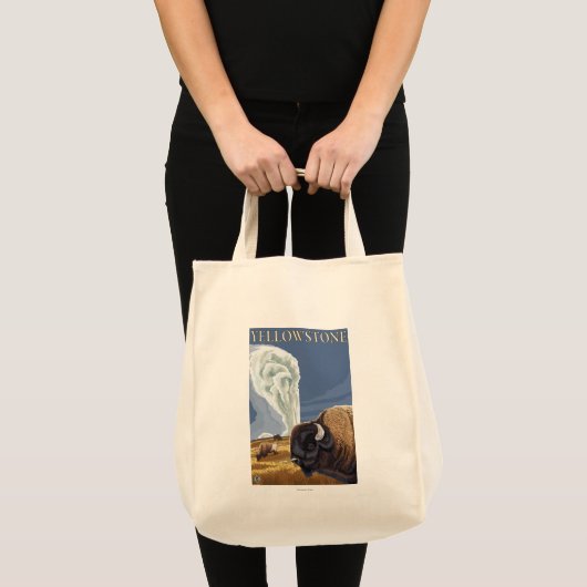 YellowstoneBison met ouderwets getrouw Tote Bag (Voorkant (product))