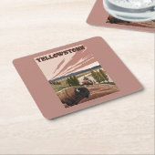 YellowstoneBison Scene Vierkante Kartonnen Onderzetter (Schuin)