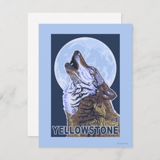YellowstoneHowling Wolf Briefkaart (Voorkant / Achterkant)