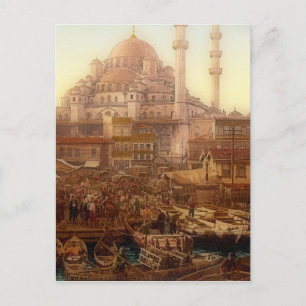 Yeni Cami moskee en Eminö nü bazaar - ISTANBUL Briefkaart