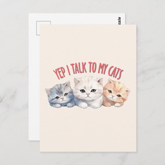 Yep, ik praat met mijn katten - Schattig trio katt Briefkaart (Voorkant / Achterkant)