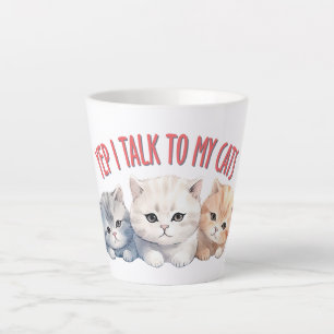 Yep, ik praat met mijn katten - Schattig trio katt Latte Mok