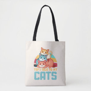 Yep, ik praat met mijn katten-Schattige trio cat d Draagtas