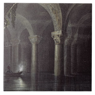 Yere Batan Serai (de Cisterns) Istanbul, gegraveer Tegeltje