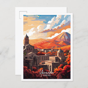 Yerevan Armenia Art Vintage Travel Illustration Briefkaart