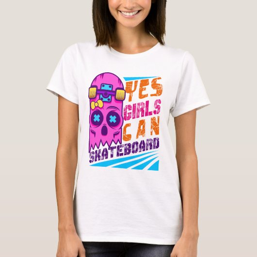 Yes Girls Can Skateboard Skateboarding Skateboard T-shirt (Voorkant)