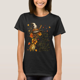 Yes I Can Drive A Stick Fall Halloween Soky Witch  T-shirt