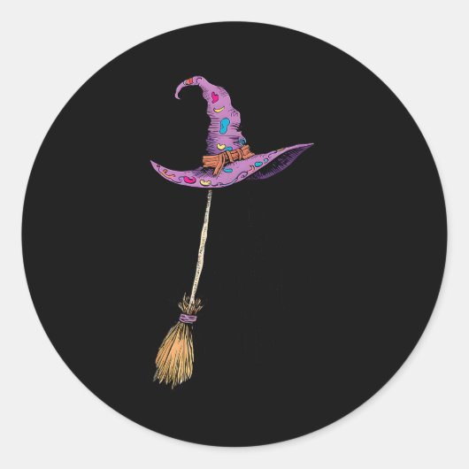 Yes I Can Drive A Stick Soky Witch Funny Halloween Ronde Sticker (Voorkant)