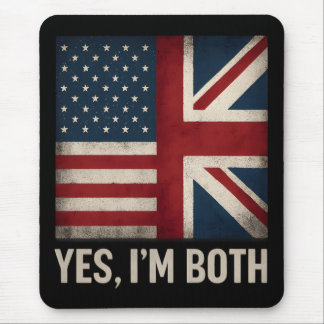 Yes I'm Both American British Flags Pride Muismat