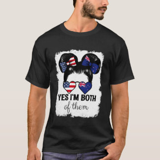 Yes Im Both of Them USA and New Zealand Mix Girl H T-shirt