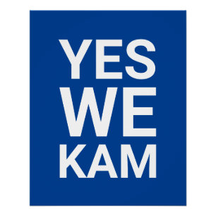 Yes We Kam grappige moderne typografie wit blauw Perfect Poster