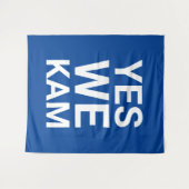Yes We Kam grappige moderne typografie wit blauw Wandkleed (Voorkant (horizontaal))