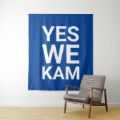 Yes We Kam grappige moderne typografie wit blauw Wandkleed (In situ)