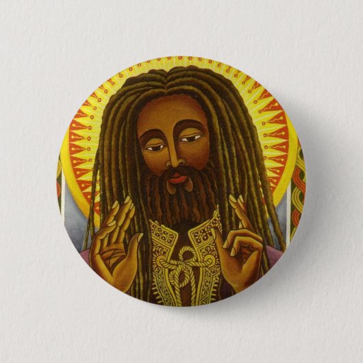 Yeshu Rasta Fari Ronde Button 5,7 Cm (Voorkant)