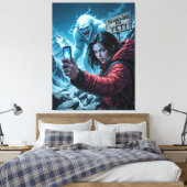 Yeti Bigfoot Sasquatch Selfie Canvas Afdruk (Insitu (Slaapkamer))