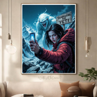 Yeti Bigfoot Sasquatch Selfie Canvas Afdruk