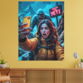 Yeti Bigfoot Sasquatch Selfie Mount Everest Neon Canvas Afdruk (Insitu (Woonkamer))